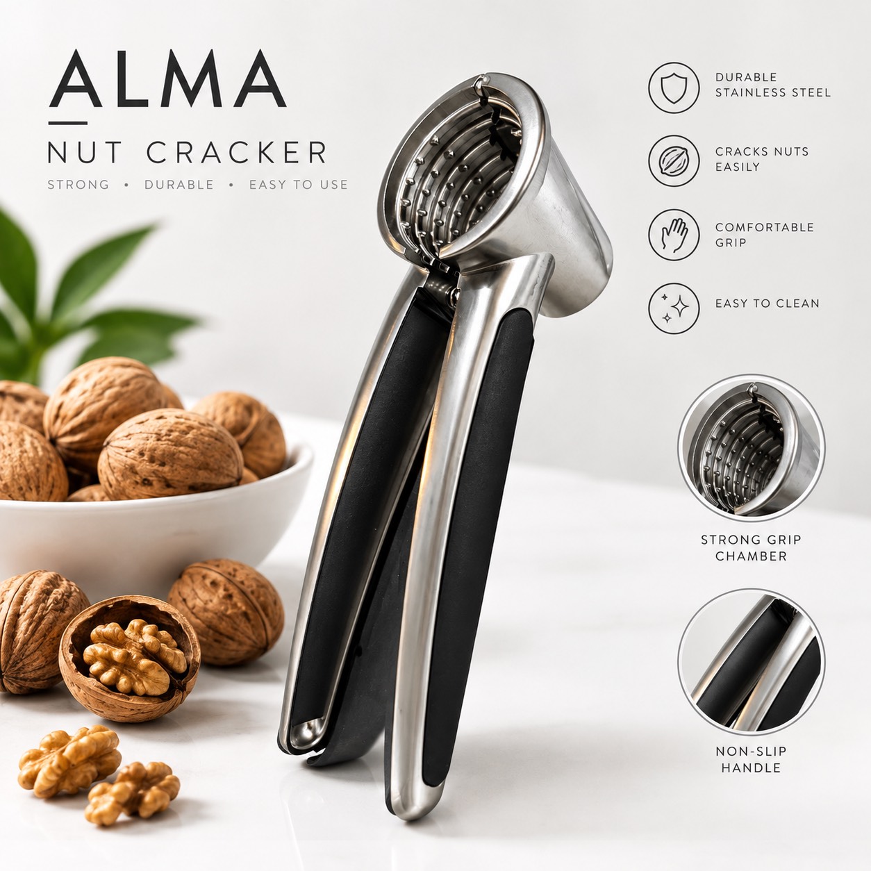 گردوشکن لیان مدل Nut Cracker استیل ضدزنگ با دسته ضدلغزش
