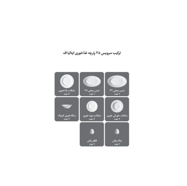 سرویس ۲۸ پارچه چینی زرین قالب ایتالیا اف طرح گلستان - Image 3