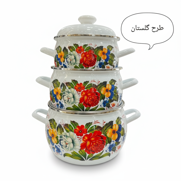 سرویس قابلمه ۶ پارچه لعابی قالب خمره ایی ساخت روسیه اصل - Image 4