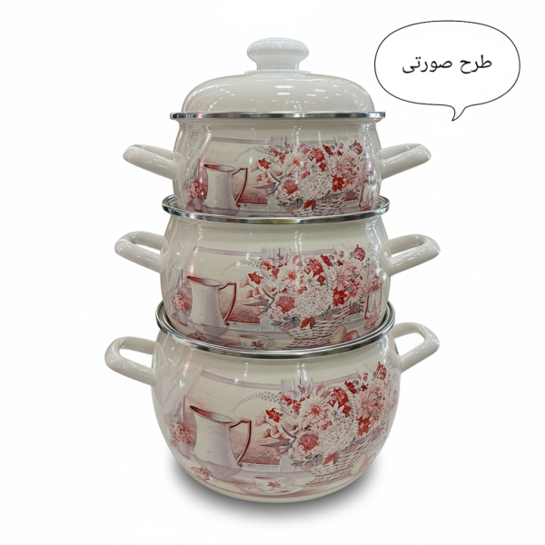 سرویس قابلمه ۶ پارچه لعابی قالب خمره ایی ساخت روسیه اصل - Image 5