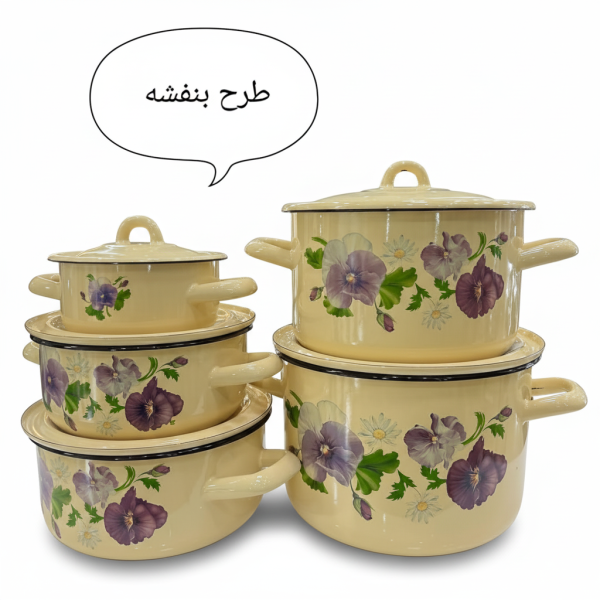سرویس قابلمه ۱۰ پارچه لعابی ساخت روسیه - Image 4