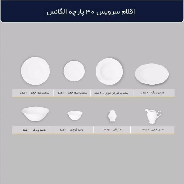 سرویس ۱۰۲ پارچه چینی پردیس طرح سویل - Image 7